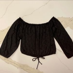 Free Kisses Off The Shoulder Eyelet Top Blouse, Size Medium